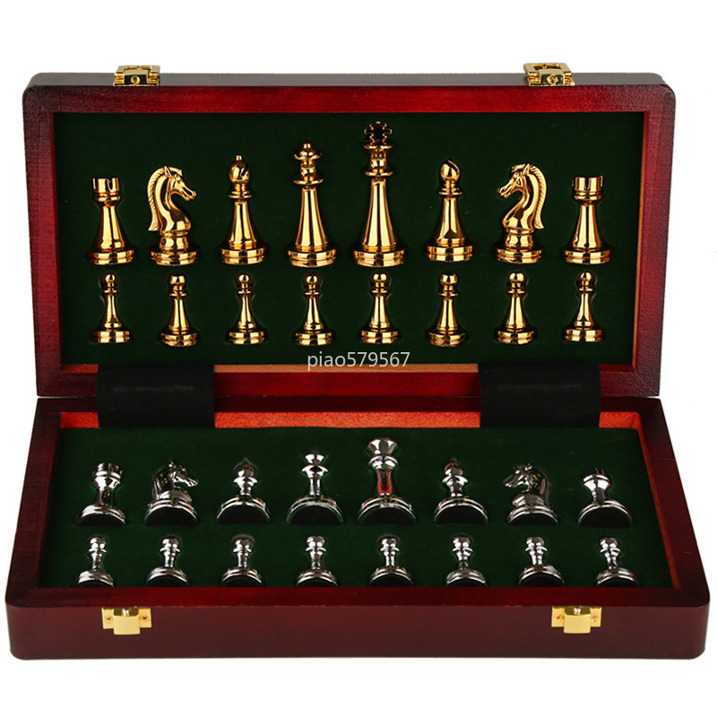 Vintage Collectible Board Games - Conjunto de Xadrez de Madeira Luxuoso