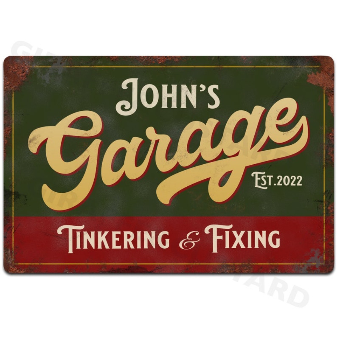 Sinal de metal de garagem pers - Vintage Collectible Signs avaliação e preço