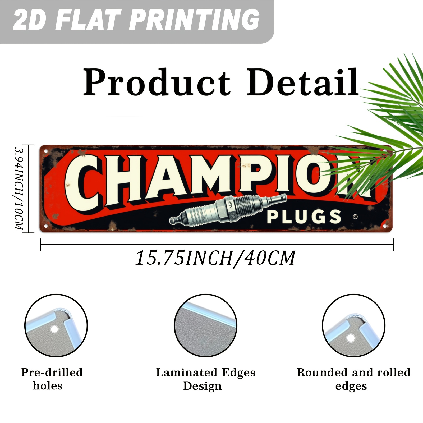 2d plano, 1pc campeão plugs si - Vintage Collectible Signs avaliação e preço